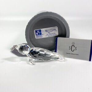 Swarovski large 4 inch Figurine Seal Sea Lion 7646 085 SILVER Whiskers Box, CoA